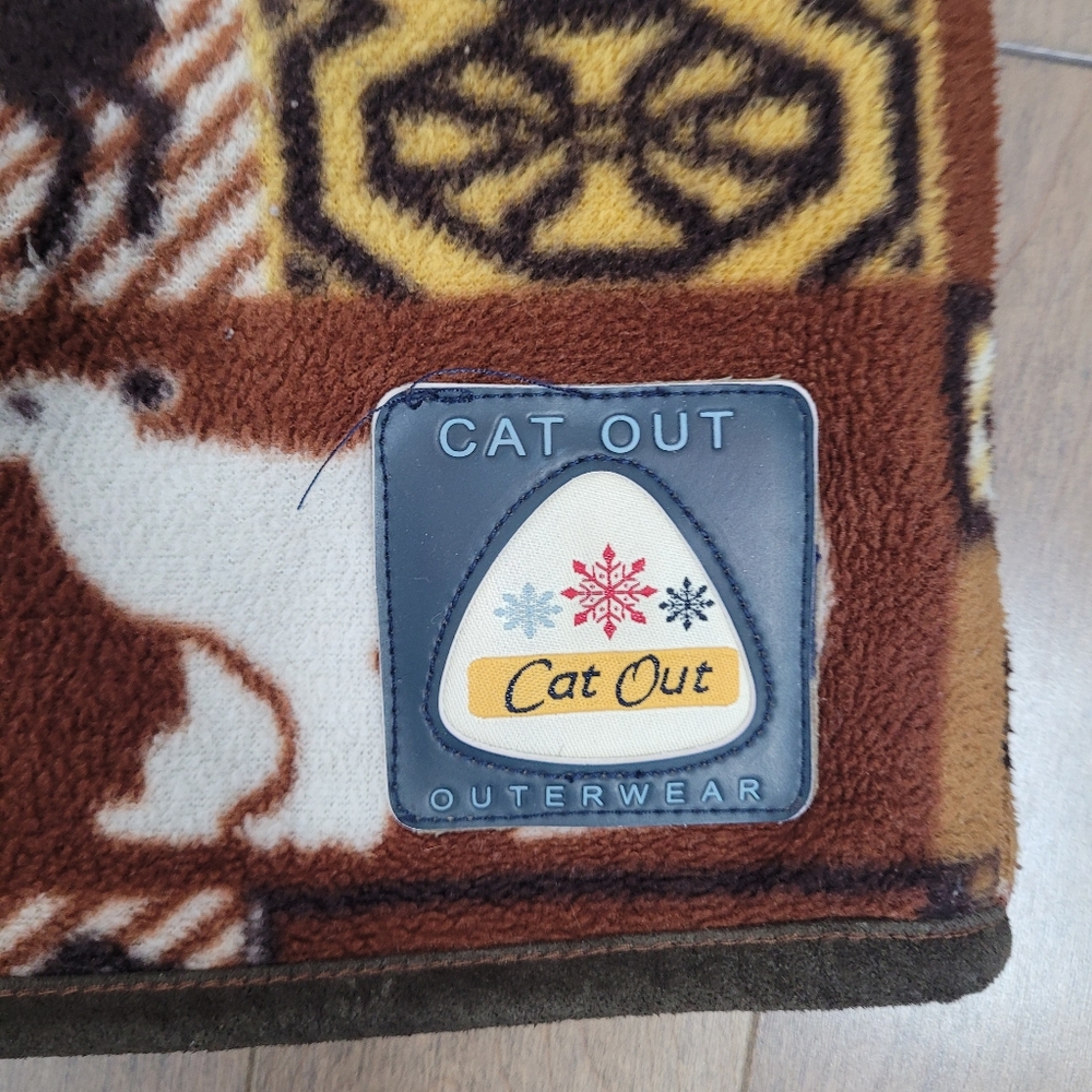 Vintage Reversible brown Cat Out fleece coat with animal print in size XL - Picture 10 of 16